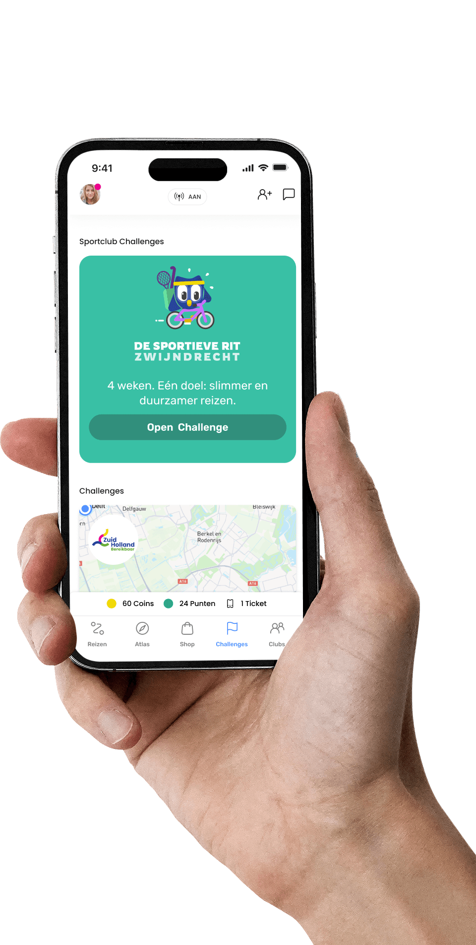 Sportclub challenge in de ReisWijs app